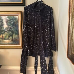 Star Tie Neck Tie Sleeves Navy Gold Wizard top costume M never fully dressed uk
